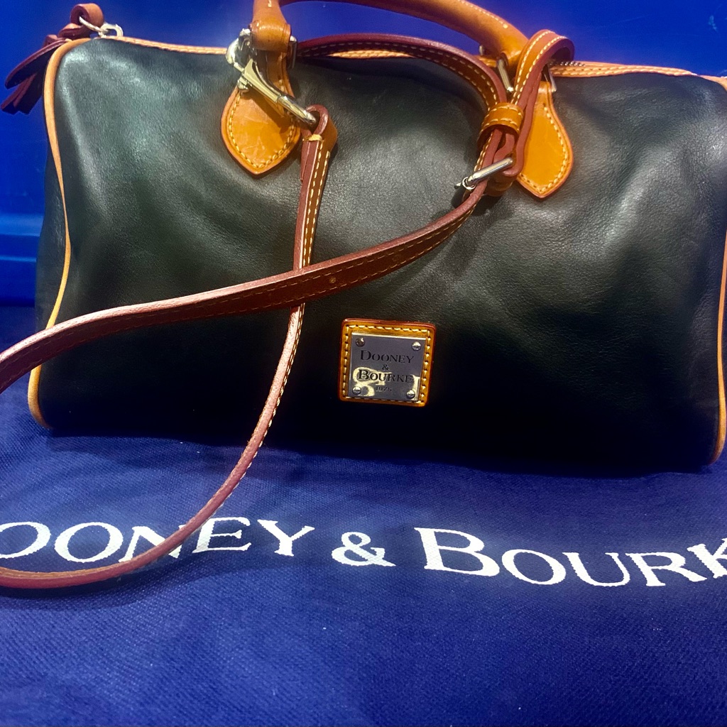 Dooney And Bourke Black Leather Satchel Signature Series